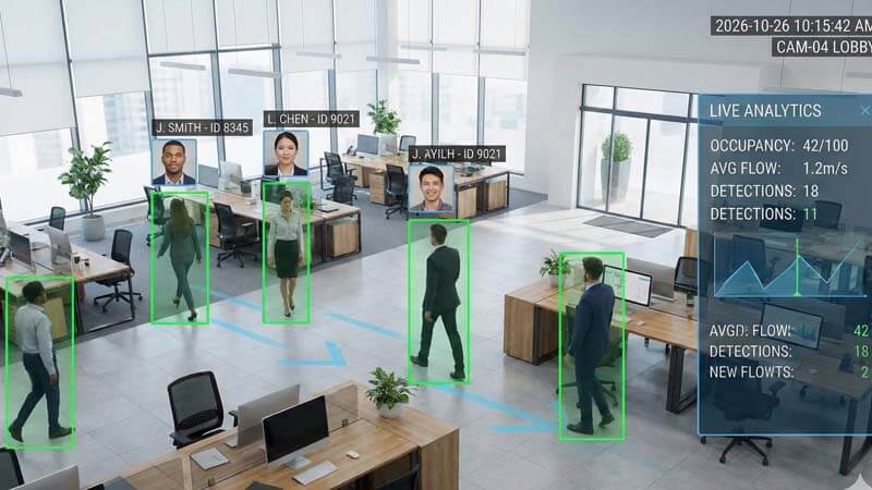 распознавание лиц и детекция сотрудников в современном офисе