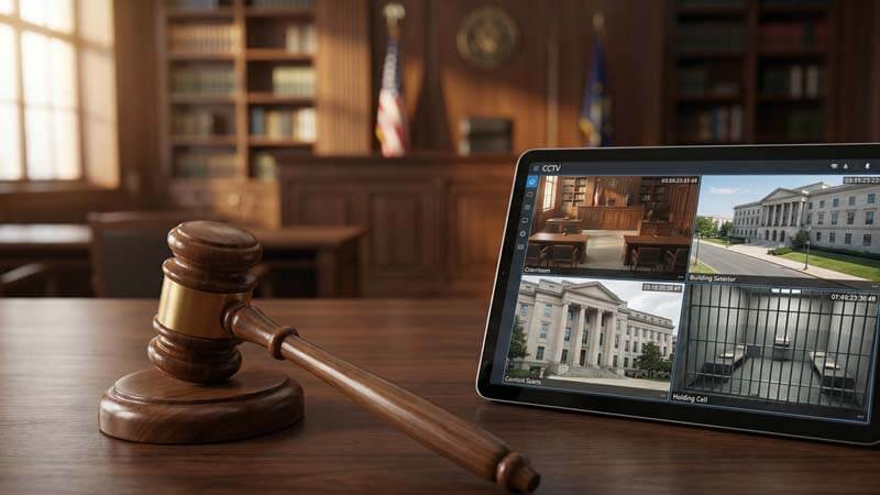 Судейский молоток и планшет с трансляцией камер видеонаблюдения